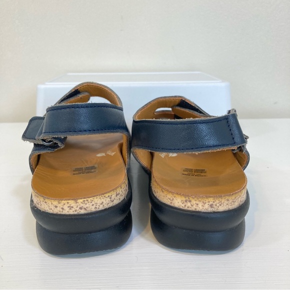 Drew Barefoot Freedom Bonita Navy Leather Sz 6 Womens Sandals Adj. Straps - Picture 4 of 9
